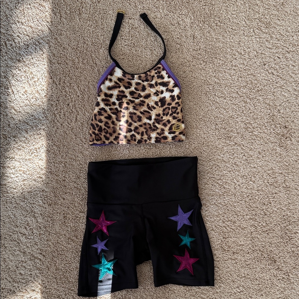 California Kisses Dancewear Leopard Print Halter Top and Star Set - XOMG POP